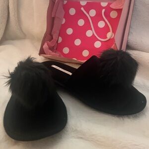 Victoria Secret Black Velvet Slippers
